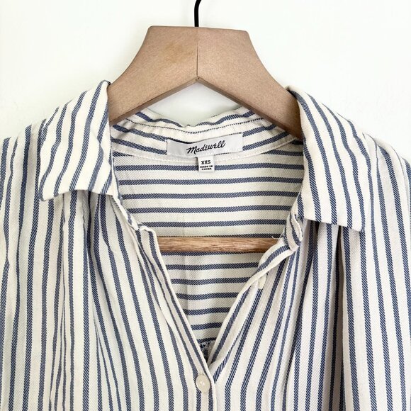 Madewell blue and white oversized striped button down blouse - Picture 2 of 5